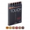 Touch Twin Marker 6 Set [Wood Color]