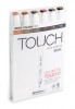 Touch Twin 6 BRUSH Marker Set Wood Colors
